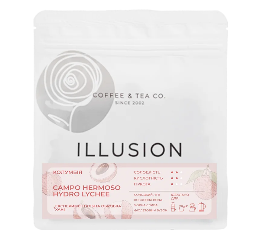 Лімітована кава в зернах під фільтр Illusion Colombia Campo hermoso Hyrdo Lychee 200г